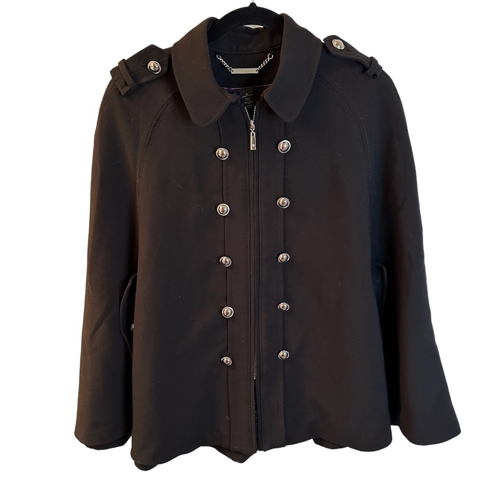 WHBM Black Style Military Cape Jacket size Small